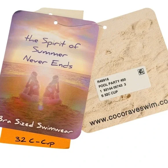 Coco Rave Pool Party 450 Floral Underwire Halter Bikini Top Blue White 32C NEW - Picture 5 of 7